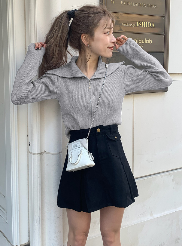 ダブルジップラメニットショート丈トップス[k9314e] | レディース