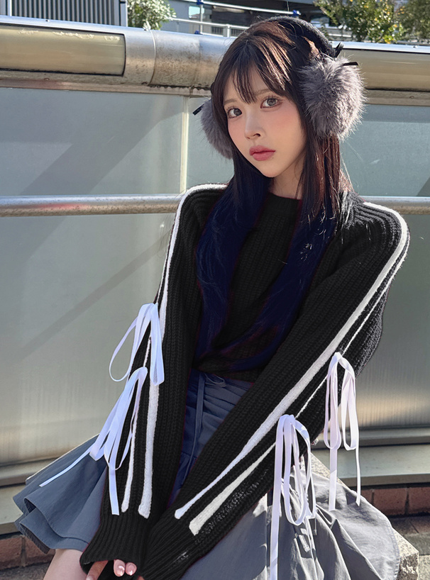 サイドラインリボンニットトップス[lt54] | レディースファッション