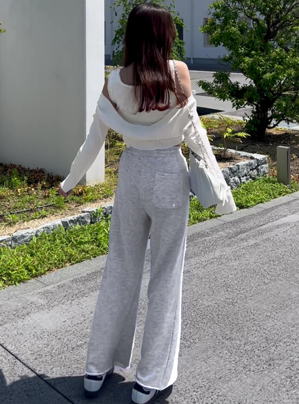 センターピンタックスウェットセミフレアパンツ[pm473] | レディース