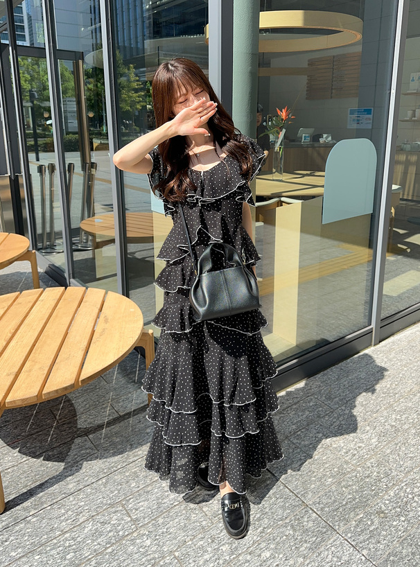 フリルティアードシフォンワンピース[pm478] | レディースファッション