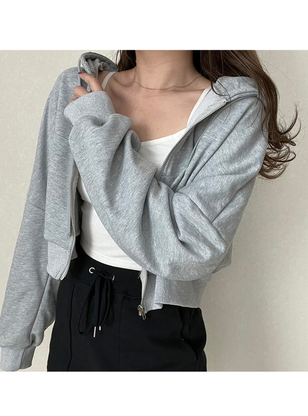 ショート丈ジップアップパーカー[pm228] | レディースファッション通販