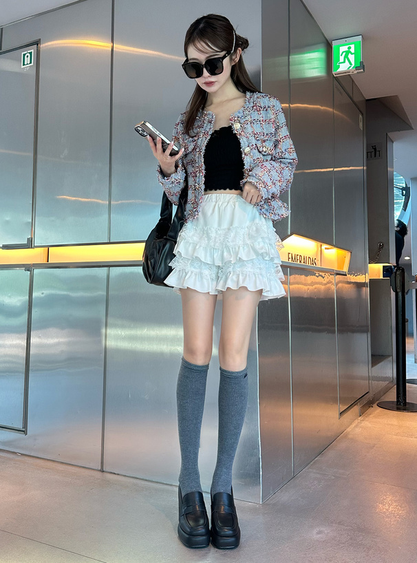 レースフリルティアードショートパンツ[tu1481] | レディース