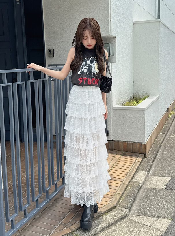 チュールレースティアードフリルスカート[tu1691] | レディース
