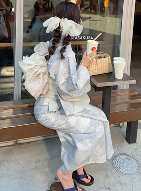 ストライプ菊浴衣セット[gi1407] | レディースファッション通販の