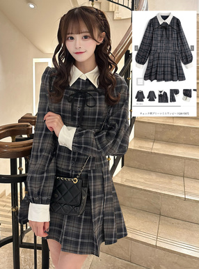 チェック柄プリーツミニワンピース[dk1587] | レディースファッション