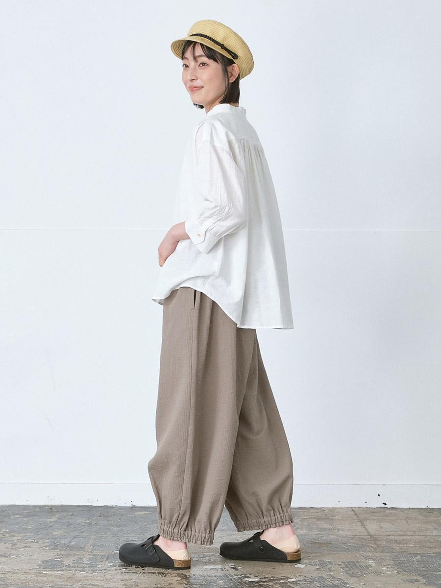 裾ゴムバルーンパンツ 綿ダブルフェイス | パンツフルレングス