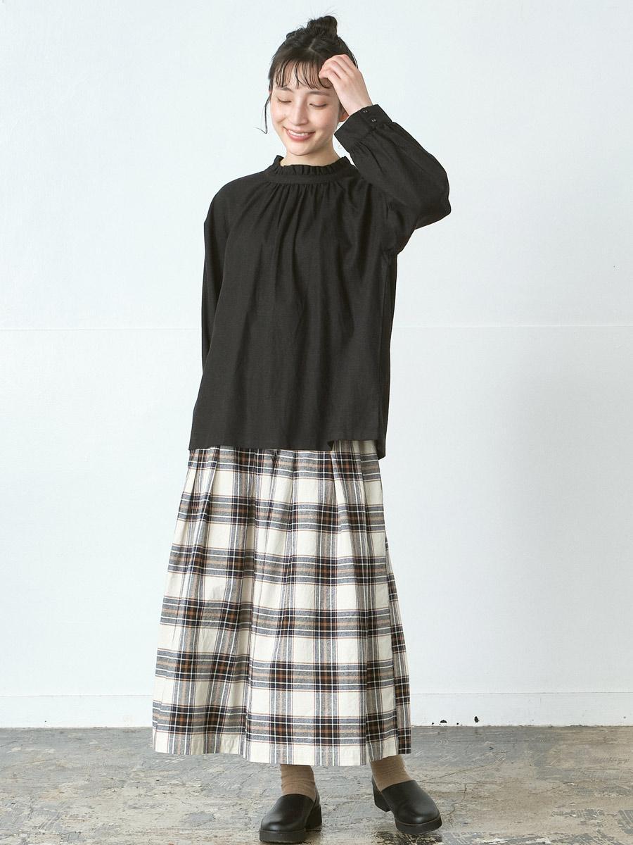 DAKS ガウチョパンツ ウエストリボン付き ブラウン系 チェック DAKS