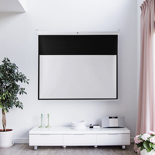 プロジェクタースクリーン （80インチ・ワイド・吊り下げ式・壁掛け