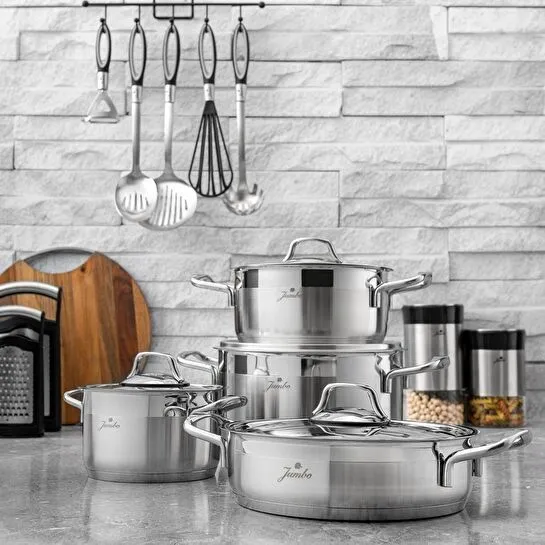 Jumbo Myra 8 Parça İndüksiyon Tabanlı Çelik Tencere Seti Pera