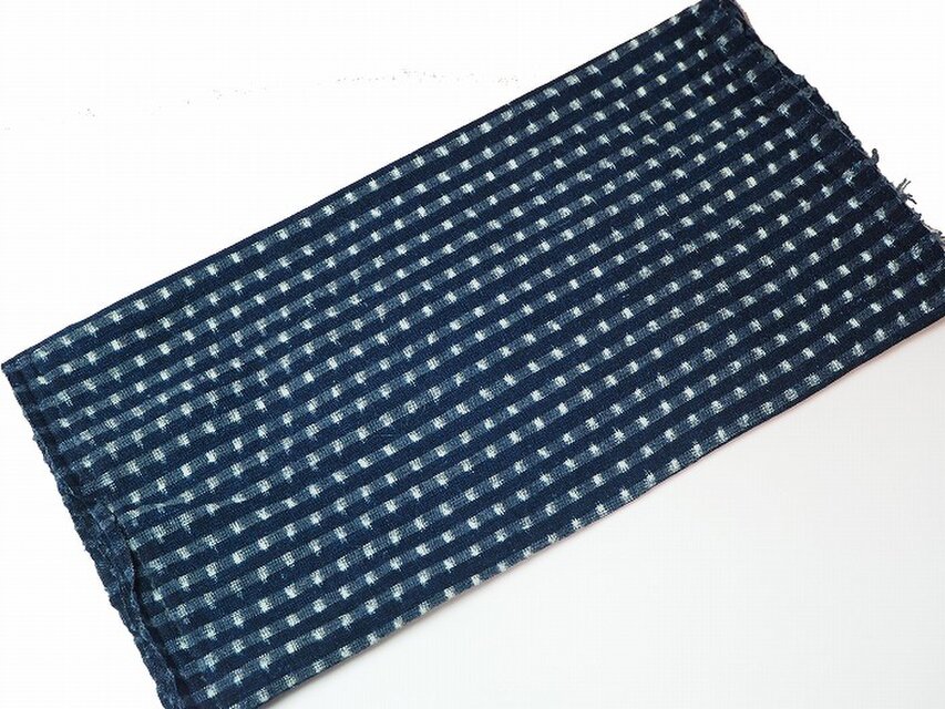 kh0030c 味わいたーっぷり雪ん子絣文様木綿ハギレ90cm☆古布・古裂 /筒