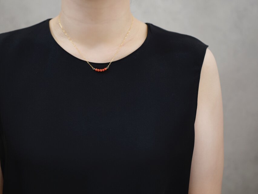 K14gf ネックレス】貴重で特別な 天然色 本赤珊瑚・3月誕生石(還暦祝い