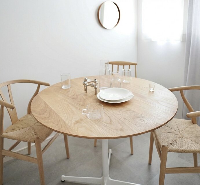 直径90cm/OAK無垢/丸テーブル/ラウンドテーブル/ダイニングテーブル/高