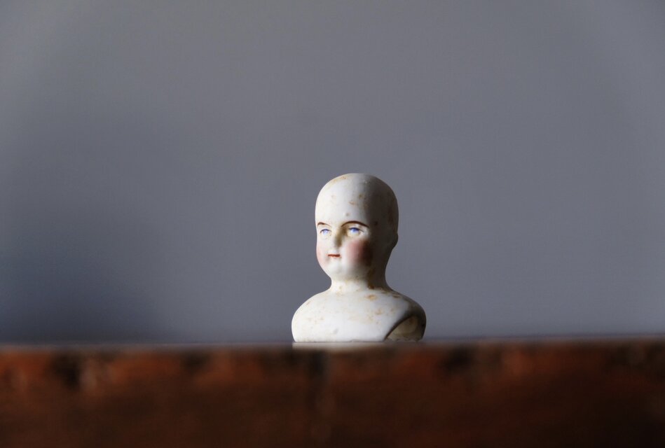 19世紀 小さな ビスク ヘッド h3.5cm ドール フランス アンティーク