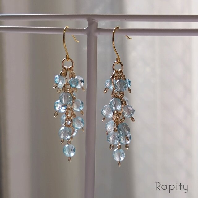 14kgf☆天然石ブルートパーズ デザインピアス | iichi 日々の暮らしを