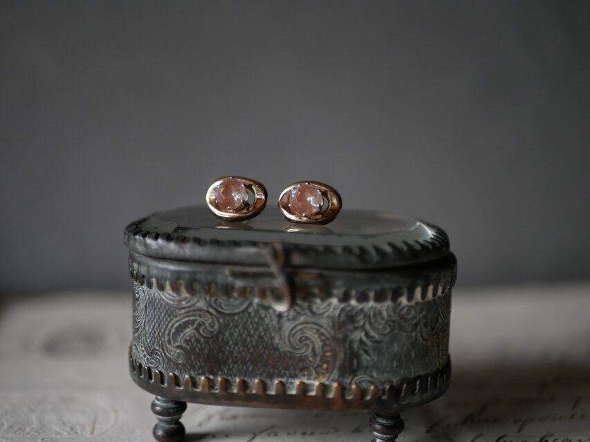 CE-01】サフィレットピアス K18 ピアス チェコ ヨーロッパヴィンテージ