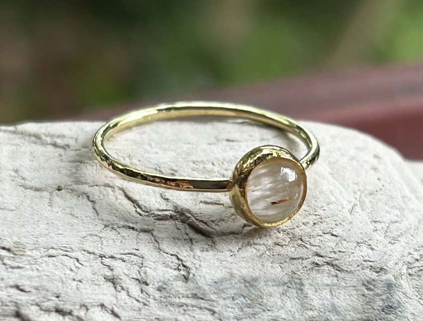 K24+K18 キャッツアイ・トパーズリング＃15サイズ（調整可） | iichi