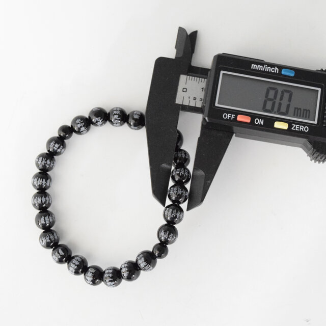 腕輪 黒オニキス 般若心経彫入り 8mm ブレスレット 数珠 念珠 京都
