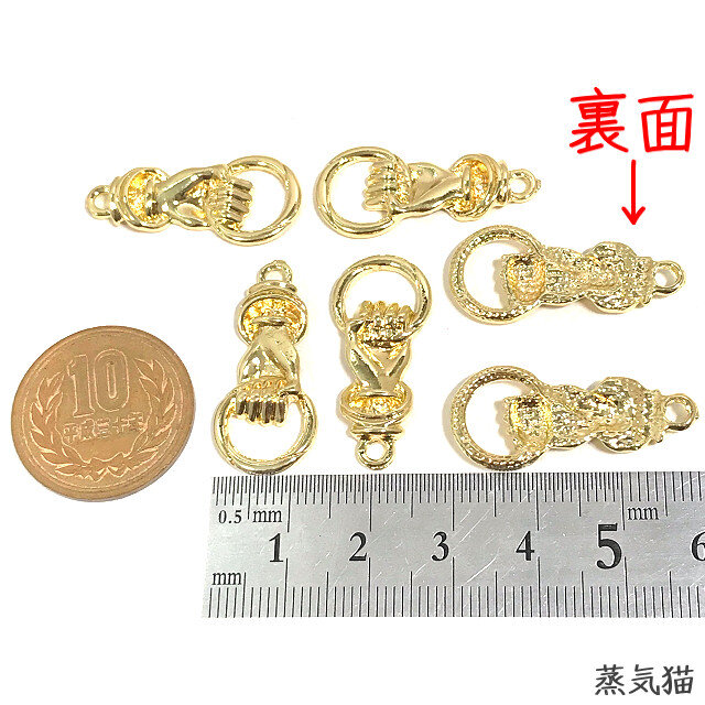 ドアノック手チャーム 6個【手コネクター ピアスパーツ ハンドメイド