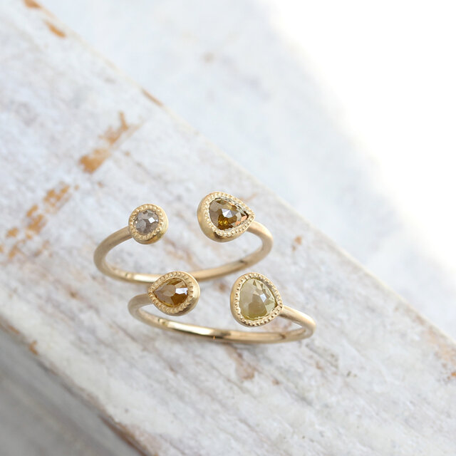 K18 ローズカット・ダイヤモンドリング 〈ツイン・イエロー〉 | iichi