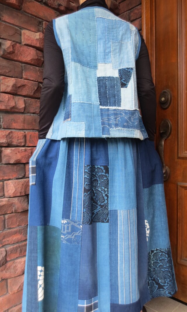 作エ門 刺子 古布リメイク パッチワーク 絣 ベスト 作家1点物 2026年