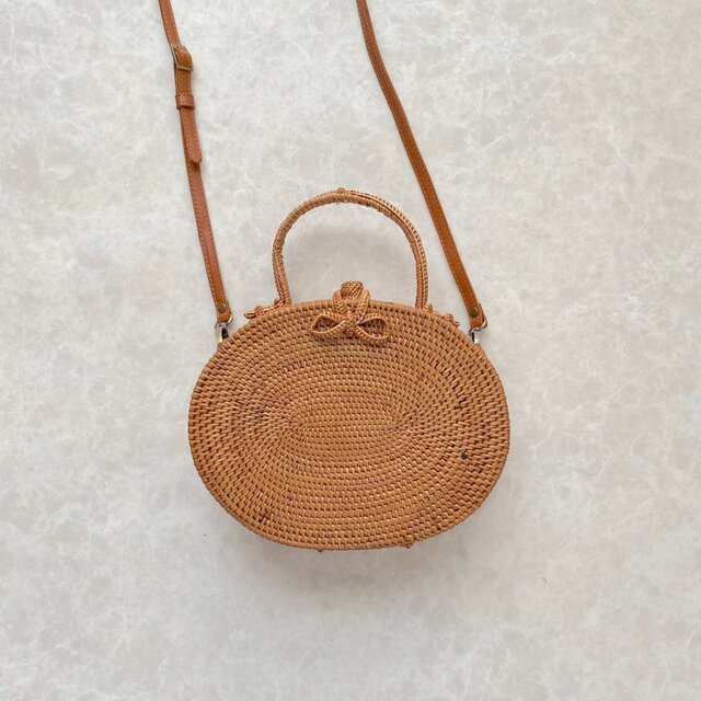 オーバル形が印象的☆2WAYショルダーかごバッグ♪ショルダーバッグ