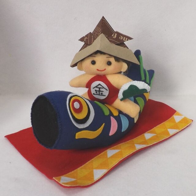 金太郎と鯉のぼり／赤（5月人形） | iichi 日々の暮らしを心地よくする