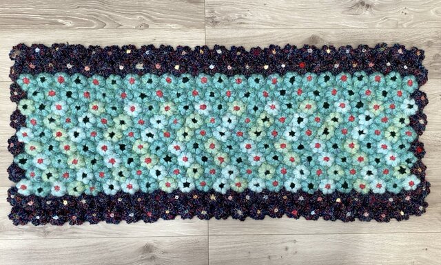 ぽこぽこお花のブランケット* 水色 | iichi 日々の暮らしを心地よく