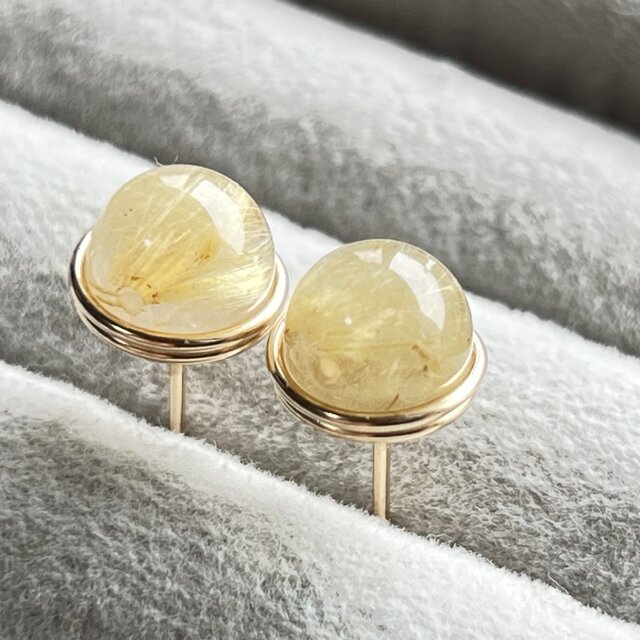 ヴィーナスヘアルチル クォーツ 1粒ピアス 14kgf | iichi 日々の暮らし