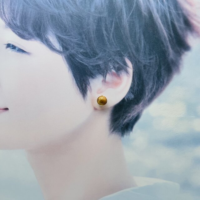 フォッシルコーラル 1粒ピアス 14kgf | iichi 日々の暮らしを心地よく