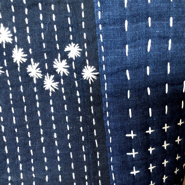 古布パッチワーク刺し子かばん 正藍染抜染 招き猫B No2 | iichi 日々の