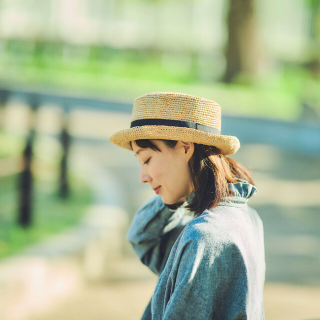 ○Brice2 ブリス2 つば短 ラフィア ポークパイハット 59cm [UK-H138-NA