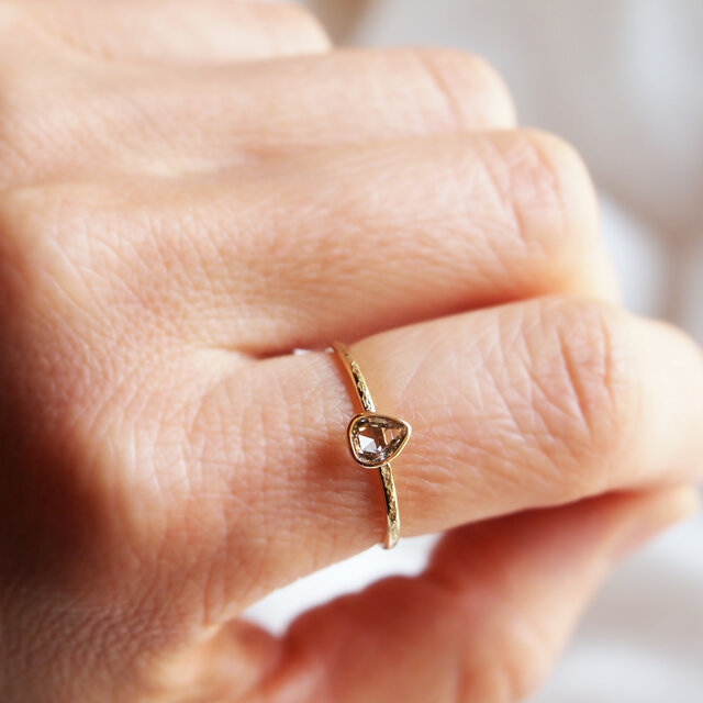 大人の華奢リング K18ダイヤ ローズカットダイヤモンド 15号〜19.5号