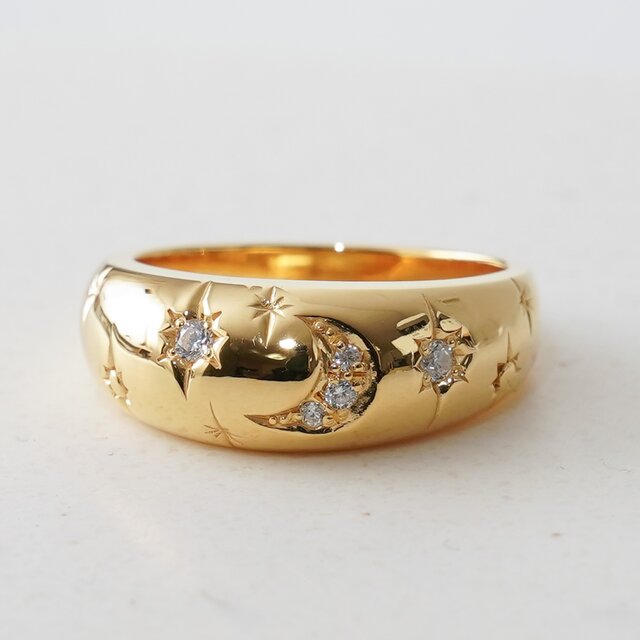 月と星のリング ゴールド | iichi 日々の暮らしを心地よくする