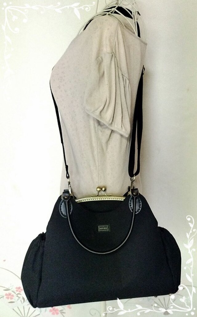 受注製作】3way 11号帆布 あおりがま口バッグ＆ショルダー | iichi