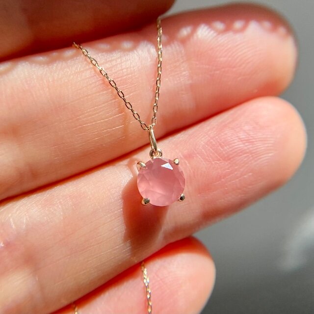 K10☆天然ロードクロサイトネックレス☆北海道産原石から磨きました