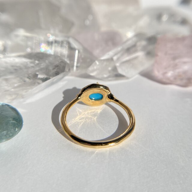 天然トルコ石リング 15.5号 スリーピングビューティー産原石から磨いた