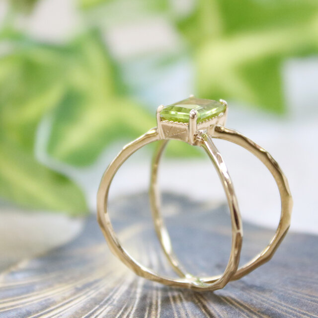 ペリドット クロス リング】 誕生石 オクタゴンカット 7×5mm silver925