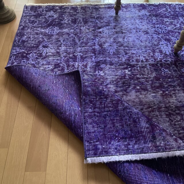 103×138 レアカラー 紫オーバーダイ ボタニカル柄 トルコヴィンテージ