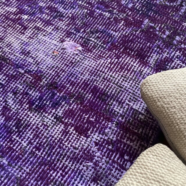 103×138 レアカラー 紫オーバーダイ ボタニカル柄 トルコヴィンテージ