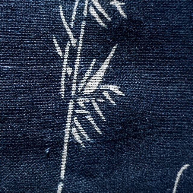 k0043 流水に千鳥文様 型染め 木綿 藍染 200cm / 古布 古裂 襤褸 ボロ