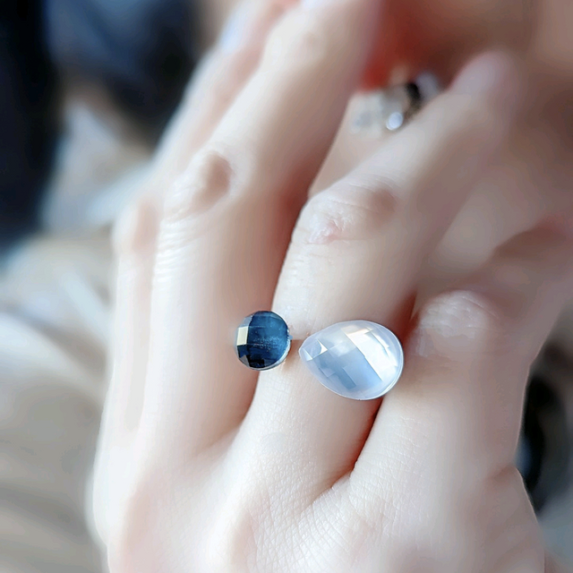 breeze ムーンストーン＆ブルータイガーアイフォークリング サージカル