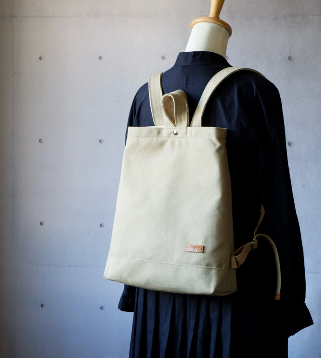 毎日のリュック/A4◇グリーンベージュ◇倉敷帆布 | iichi 日々の暮らし