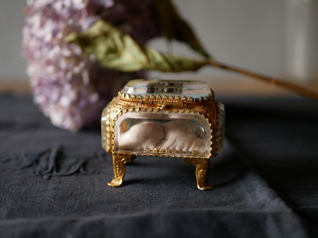 フランス アンティーク ガラス ジュエリーボックス ケース ブロカント