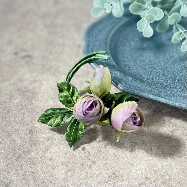布花 アンティークパープルのミニ薔薇のブローチ | iichi 日々の暮らし