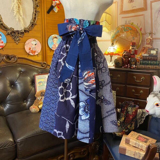 和洋折衷 浴衣 ロング スカート パッチワーク リメイク コラージュ