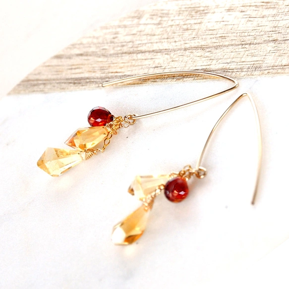 14kgf/マデイラシトリンxシトリンピアス | iichi 日々の暮らしを