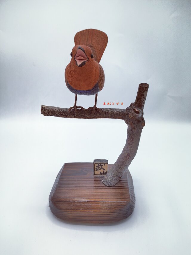 コマドリ【木彫バードカービング】 | iichi 日々の暮らしを心地よく