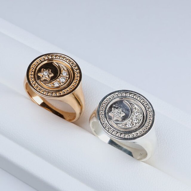 月と星のシグネットリング シルバー925 | iichi 日々の暮らしを