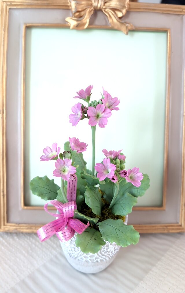 ☆クレイフラワー作品（春の訪れ・桜草ー1）☆ | iichi 日々の暮らしを