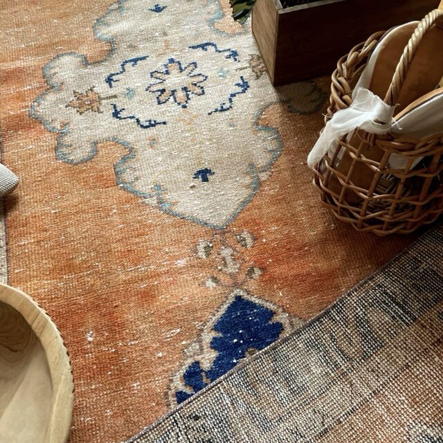 86×134 淡いブラウンオレンジグラデーション×ブルー トルコ